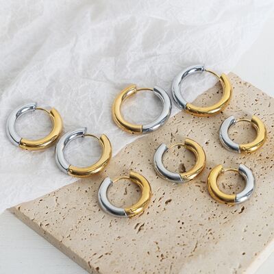 18K Gold-Plated Huggie Earrings-EARRINGS-[Adult]-[Female]-Gold-One Size-2022 Online Blue Zone Planet