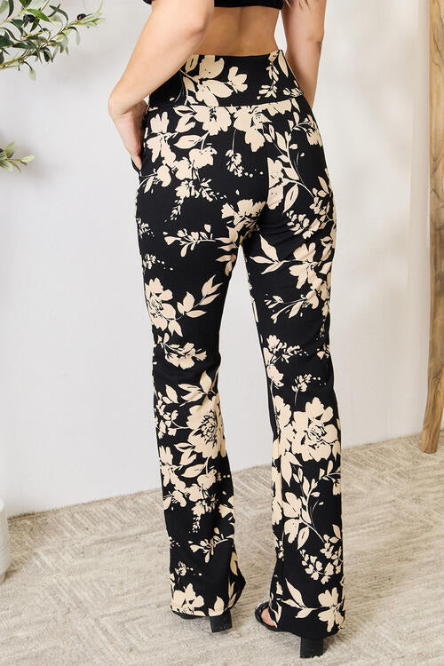 Heimish Full Size High Waist Floral Flare Pants BLUE ZONE PLANET