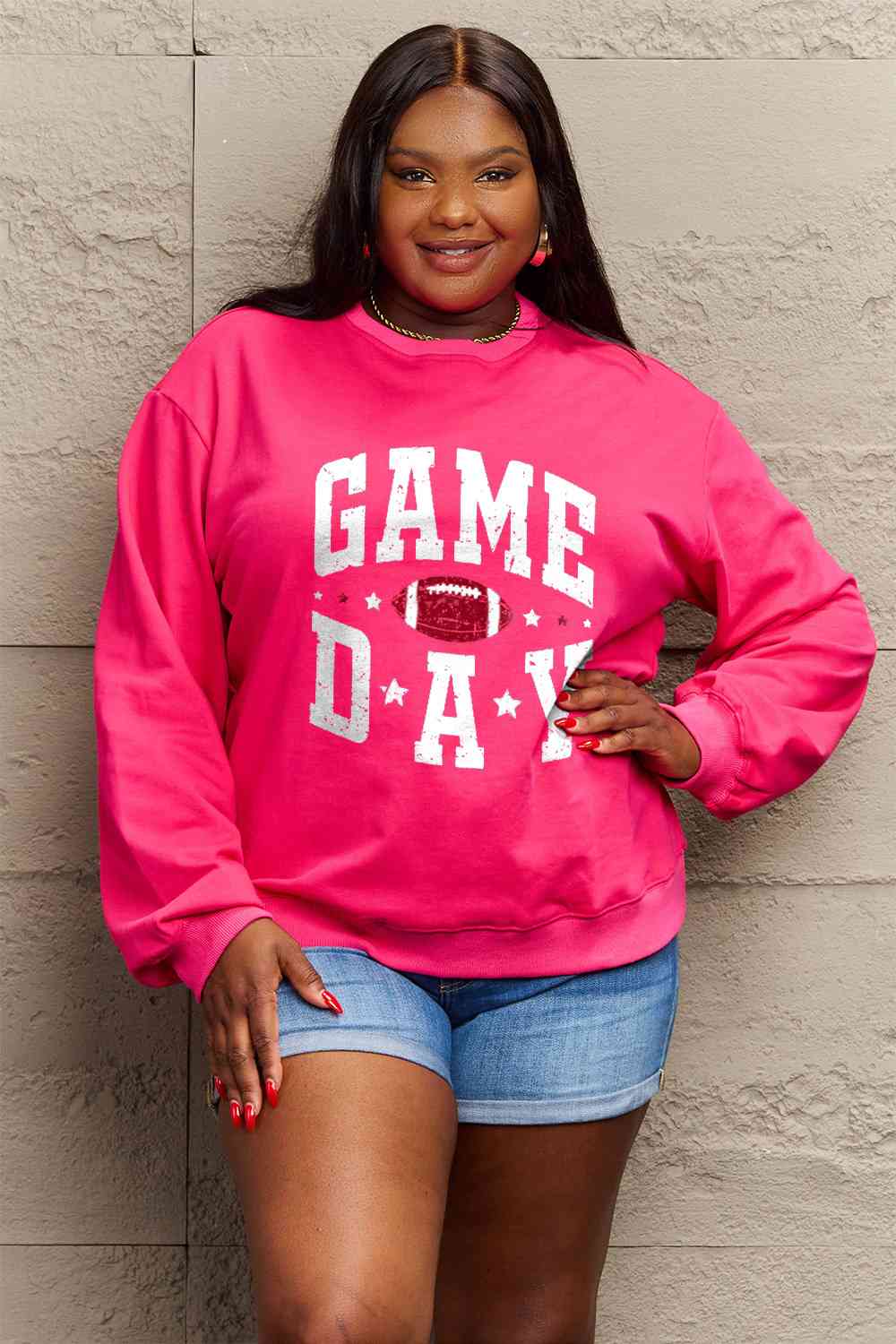 Simply Love Full Size GAME DAY Graphic Sweatshirt BLUE ZONE PLANET