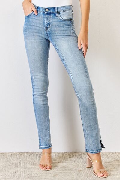 Kancan Full Size Mid Rise Y2K Slit Bootcut Jeans-BOTTOM SIZES SMALL MEDIUM LARGE-[Adult]-[Female]-2022 Online Blue Zone Planet