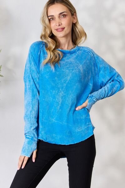 Blue Zone Planet |  Zenana Round Neck Long Sleeve Top BLUE ZONE PLANET