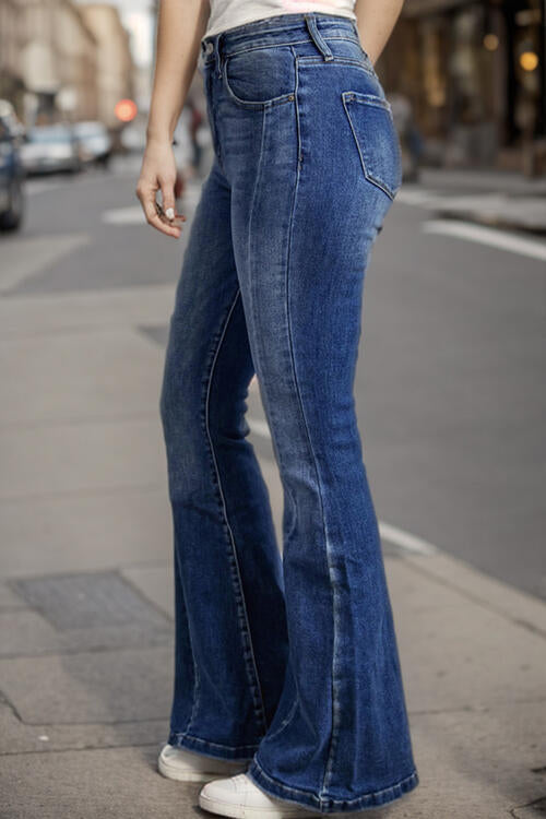 Plus Size High Waist Flare Jeans BLUE ZONE PLANET