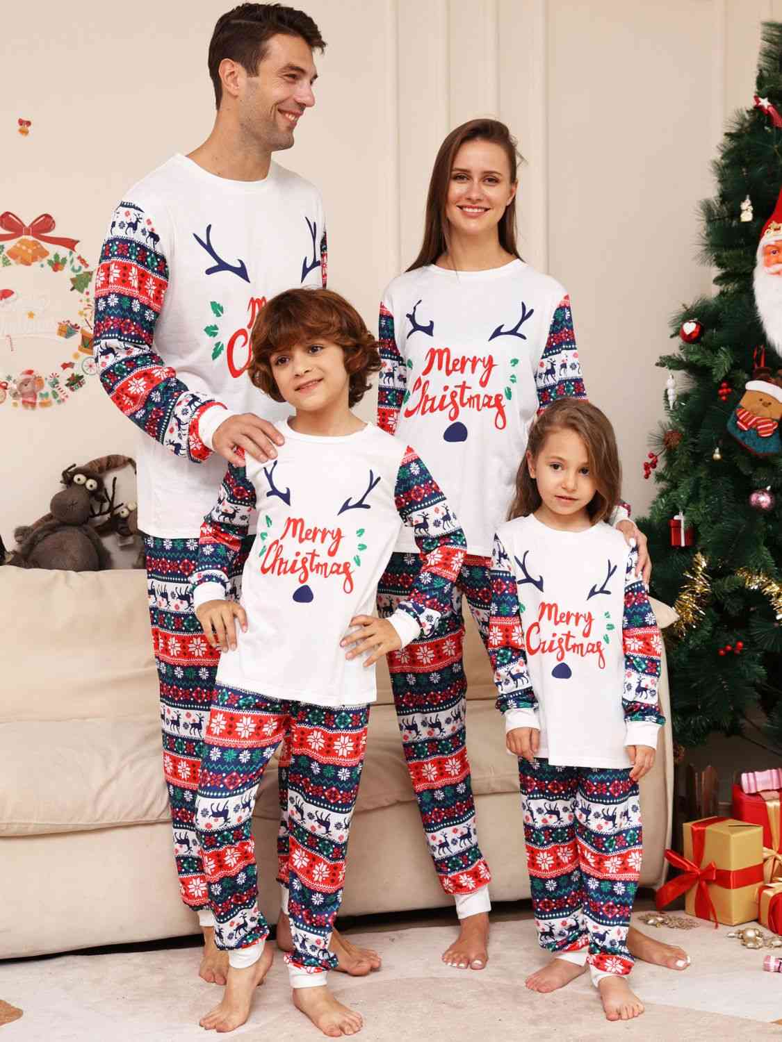 Full Size MERRY CHRISTMAS Top and Pants Set BLUE ZONE PLANET