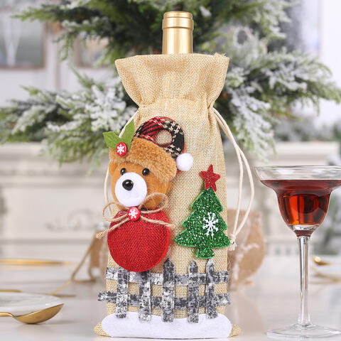 Blue Zone Planet |  Assorted 2-Piece Christmas Doll Wine Bottle Covers BLUE ZONE PLANET