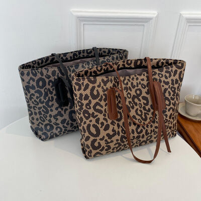 PU Leather Leopard Tote Bag Trendsi