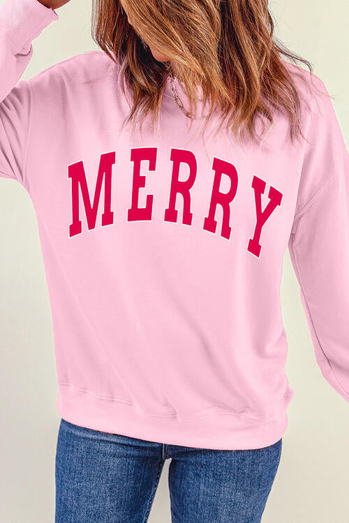 MERRY Graphic Dropped Shoulder Sweatshirt BLUE ZONE PLANET