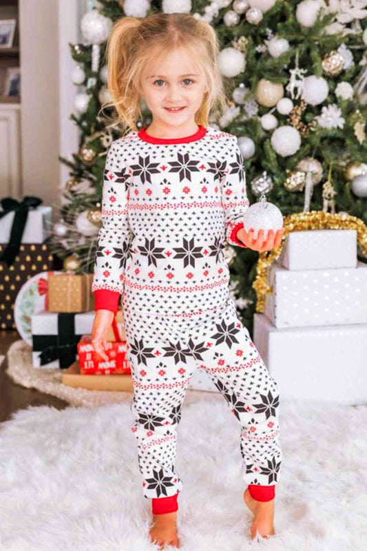 Snowflake Pattern Top and Pants Set BLUE ZONE PLANET