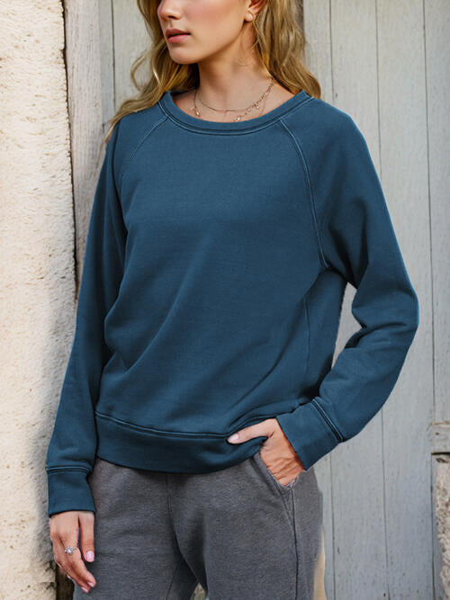 Round Neck Long Sleeve Sweatshirt BLUE ZONE PLANET