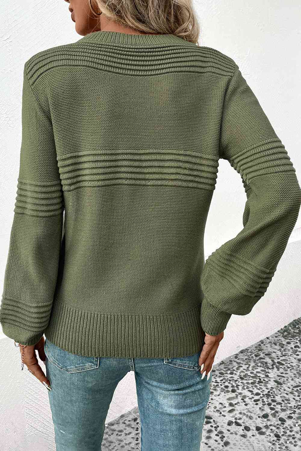 Round Neck Long Sleeve Sweater BLUE ZONE PLANET