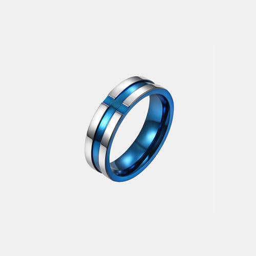 Contrast Titanium Steel Ring BLUE ZONE PLANET