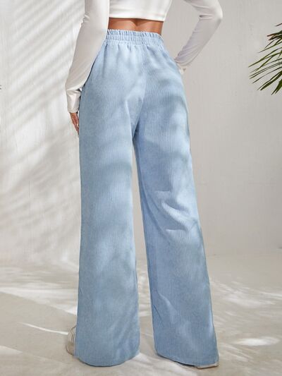 Blue Zone Planet |  Slit Pocketed High Waist Wide Leg Pants BLUE ZONE PLANET