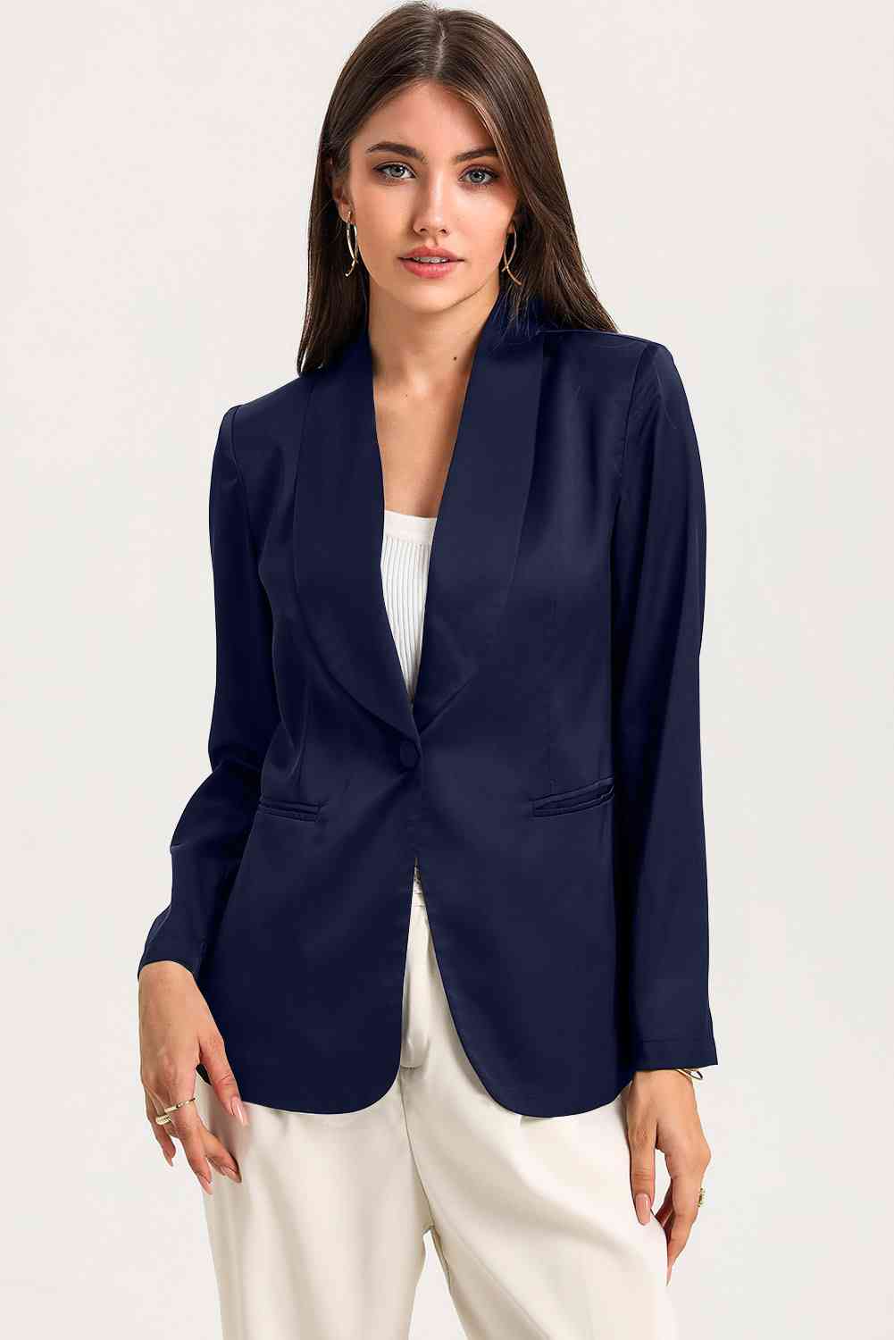 Long Sleeve Shawl Collar Blazer BLUE ZONE PLANET