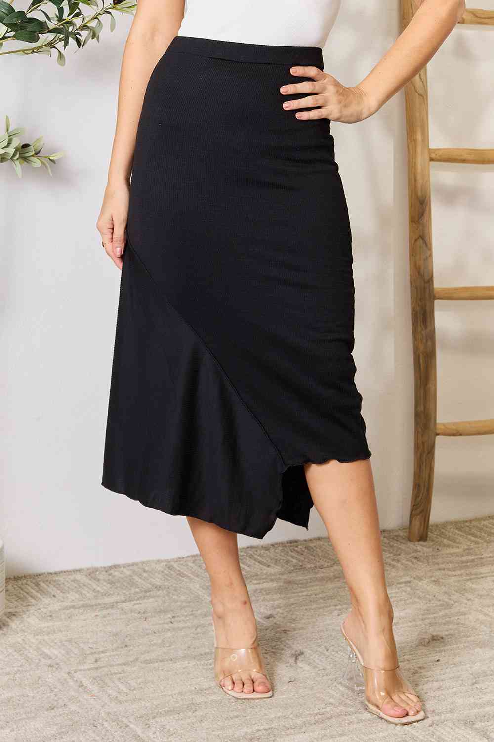 Culture Code Full Size High Waist Midi Skirt BLUE ZONE PLANET