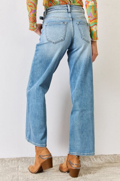 Kancan High Waist Wide Leg Jeans-BOTTOM SIZES SMALL MEDIUM LARGE-[Adult]-[Female]-2022 Online Blue Zone Planet