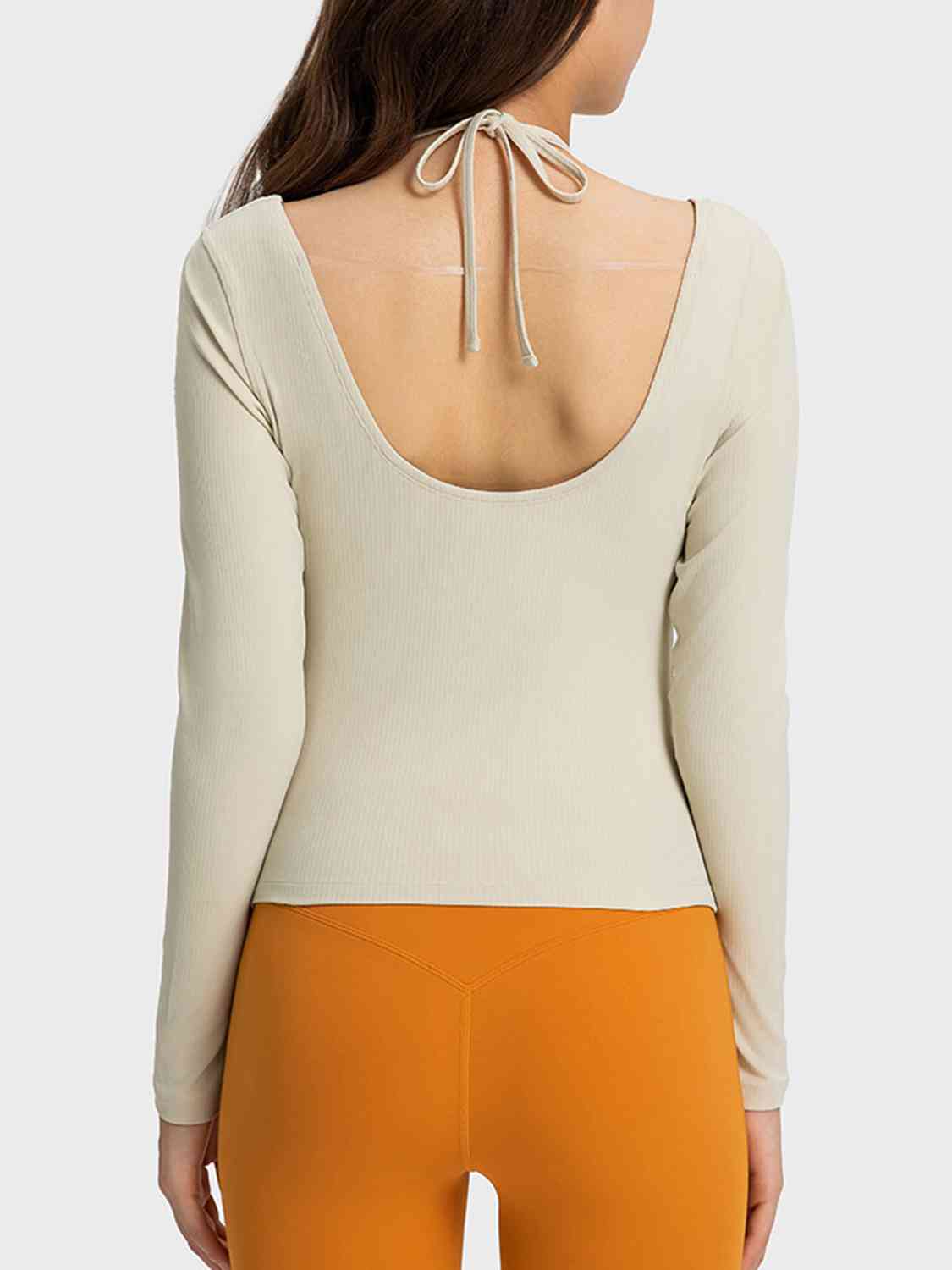 Halter Neck Long Sleeve Sporty Top BLUE ZONE PLANET