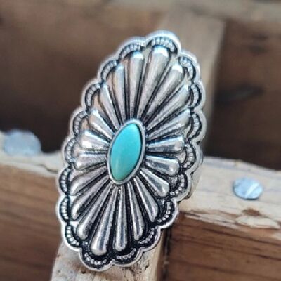 Blue Zone Planet |  Flower Shape Artificial Turquoise Ring BLUE ZONE PLANET