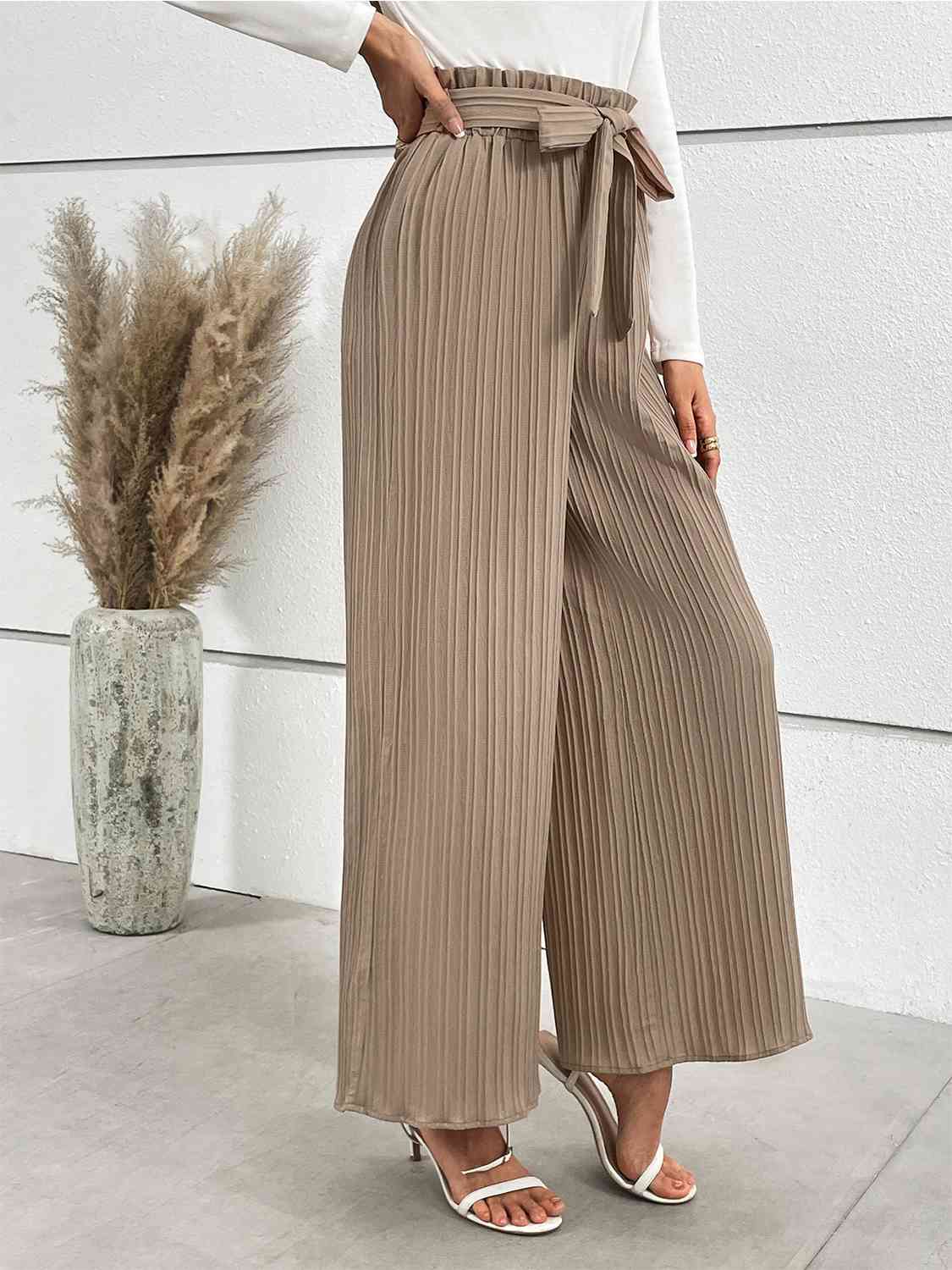 Tied Wide Leg Long Pants BLUE ZONE PLANET