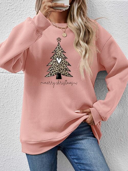 Christmas Tree Graphic Long Sleeve Sweatshirt BLUE ZONE PLANET