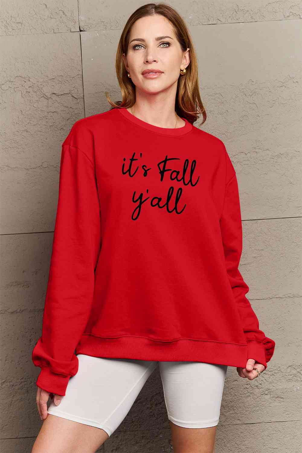 Simply Love Full Size IT'S FALL Y'ALL Graphic Sweatshirt BLUE ZONE PLANET