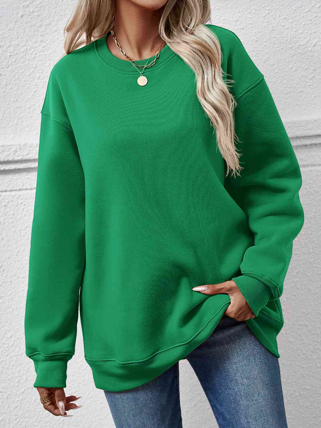 Round Neck Long Sleeve Sweatshirt BLUE ZONE PLANET