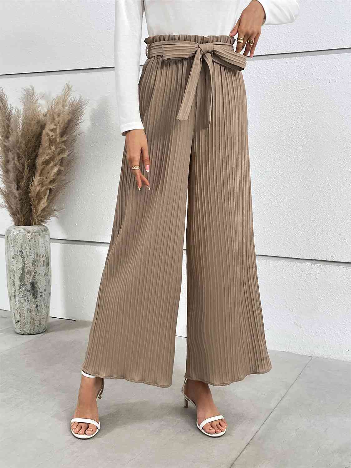 Tied Wide Leg Long Pants BLUE ZONE PLANET