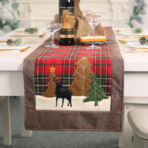 Plaid Christmas Element Table Runner BLUE ZONE PLANET