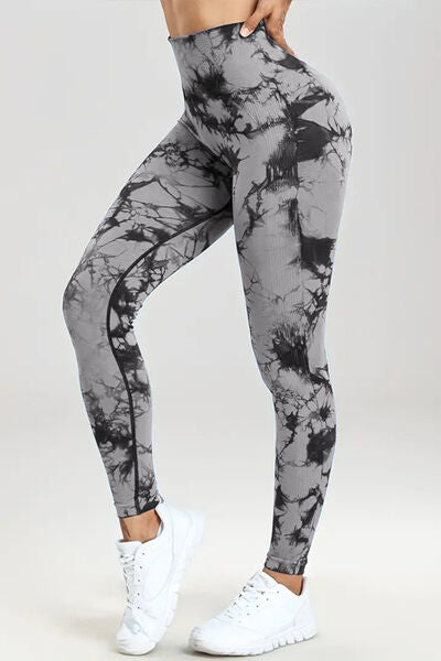 Printed High Waist Active Pants BLUE ZONE PLANET