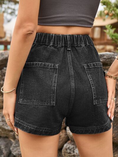 Blue Zone Planet |  High Waist Denim Shorts with Pockets BLUE ZONE PLANET