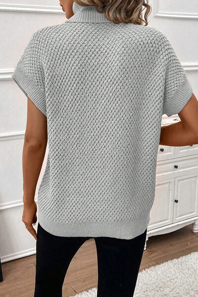 Turtleneck Short Sleeve Sweater Trendsi