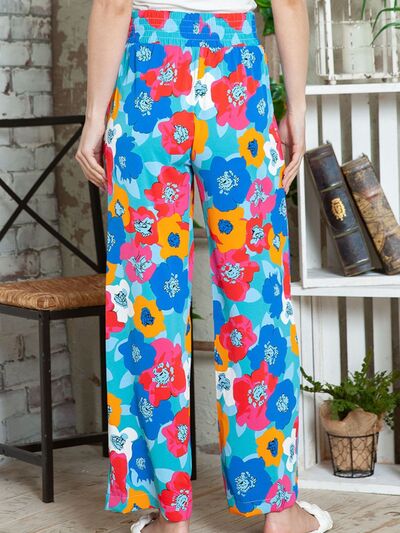 Blue Zone Planet |  Printed Drawstring Wide Leg Pants BLUE ZONE PLANET