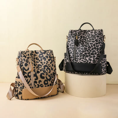 Leopard PU Leather Backpack Bag Trendsi