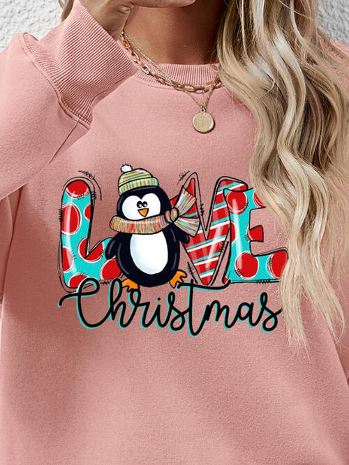 LIVE CHRISTMAS Drop Shoulder Round Neck Sweatshirt BLUE ZONE PLANET