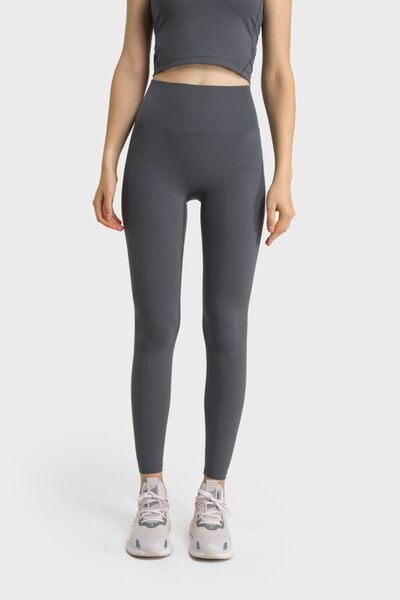 High Waist Active Pants-BOTTOM SIZES SMALL MEDIUM LARGE-[Adult]-[Female]-Charcoal-One Size-2022 Online Blue Zone Planet