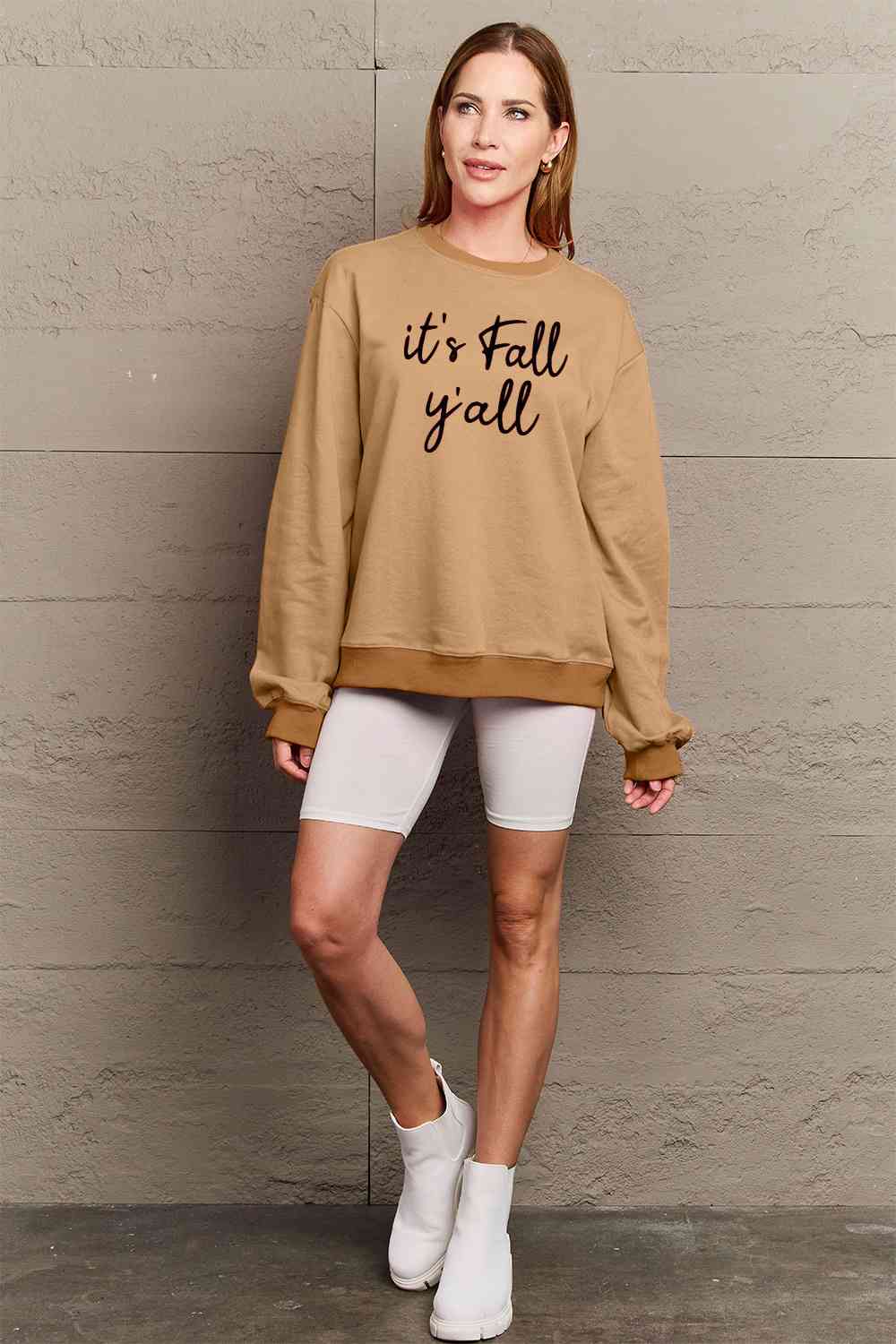 Simply Love Full Size IT'S FALL Y'ALL Graphic Sweatshirt BLUE ZONE PLANET