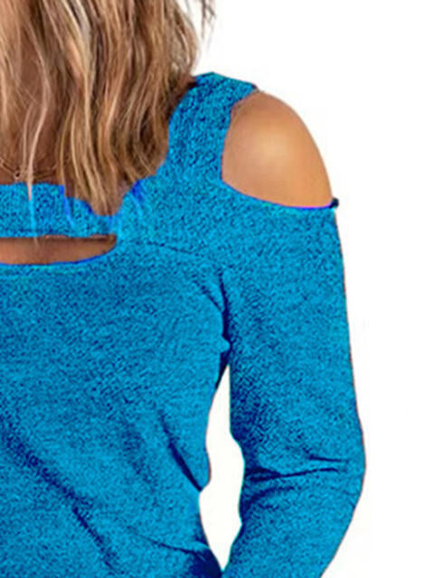 Full Size Cutout Cold Shoulder Blouse BLUE ZONE PLANET