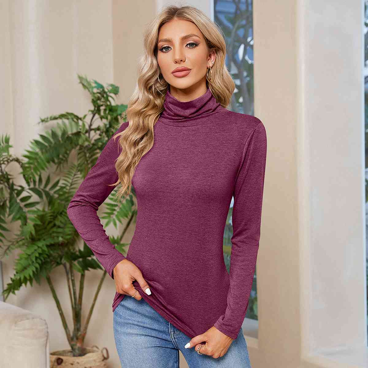 Turtleneck Long Sleeve T-Shirt BLUE ZONE PLANET