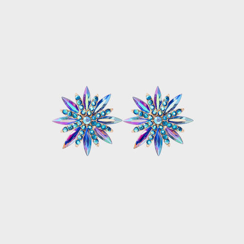 Flower Shape Rhinestone Alloy Stud Earrings BLUE ZONE PLANET