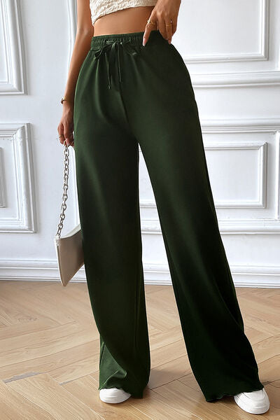 Drawstring Wide Leg Pants with Pocketed BLUE ZONE PLANET