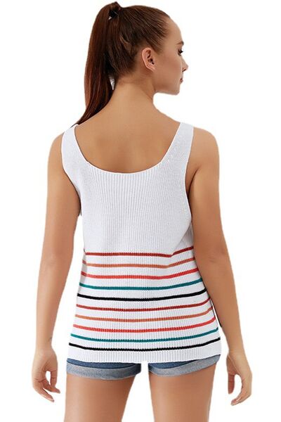 Blue Zone Planet |  Striped V-Neck Wide Strap Tank BLUE ZONE PLANET