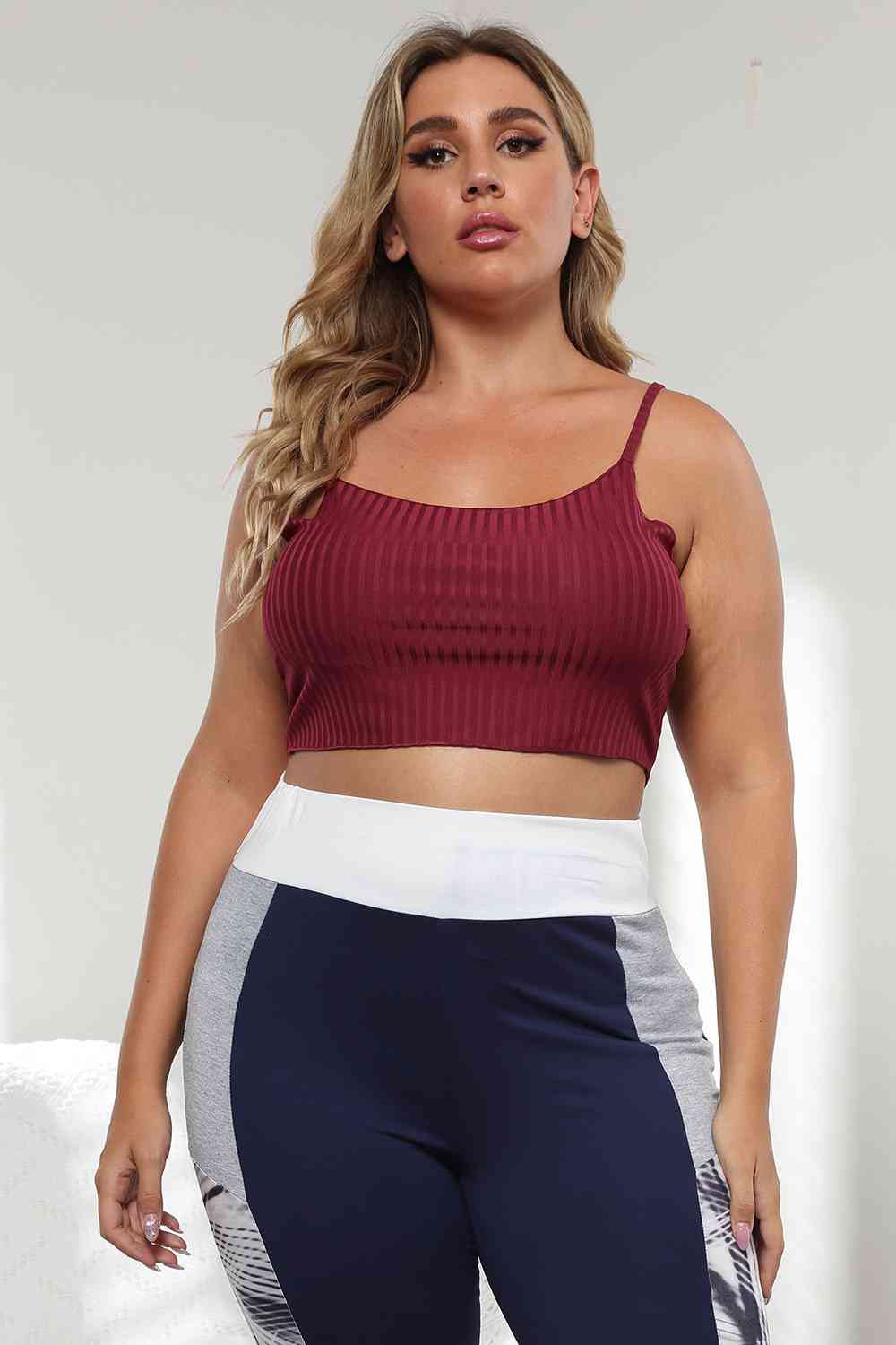 Plus Size Ribbed Spaghetti StrapTop BLUE ZONE PLANET