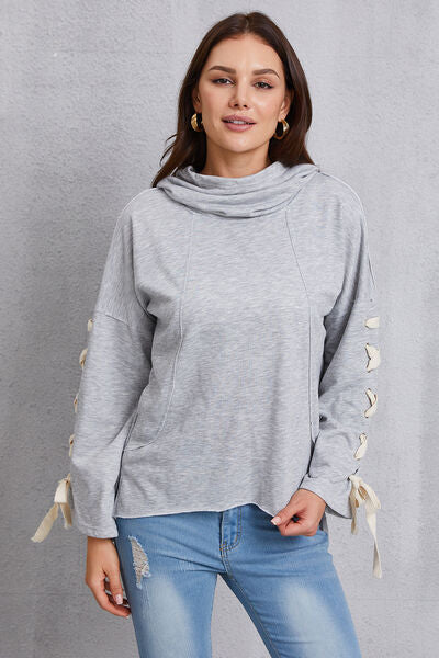 Tied Dropped Shoulder Hoodie Trendsi