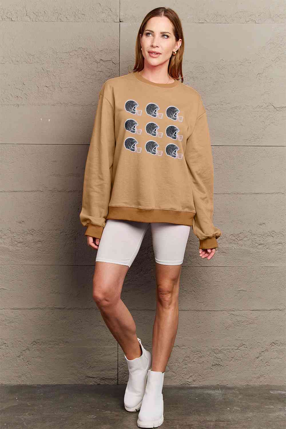 Simply Love Full Size Graphic Round Neck Sweatshirt BLUE ZONE PLANET