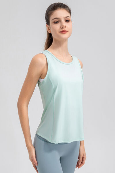 Wide Strap Round Neck Active Tank BLUE ZONE PLANET