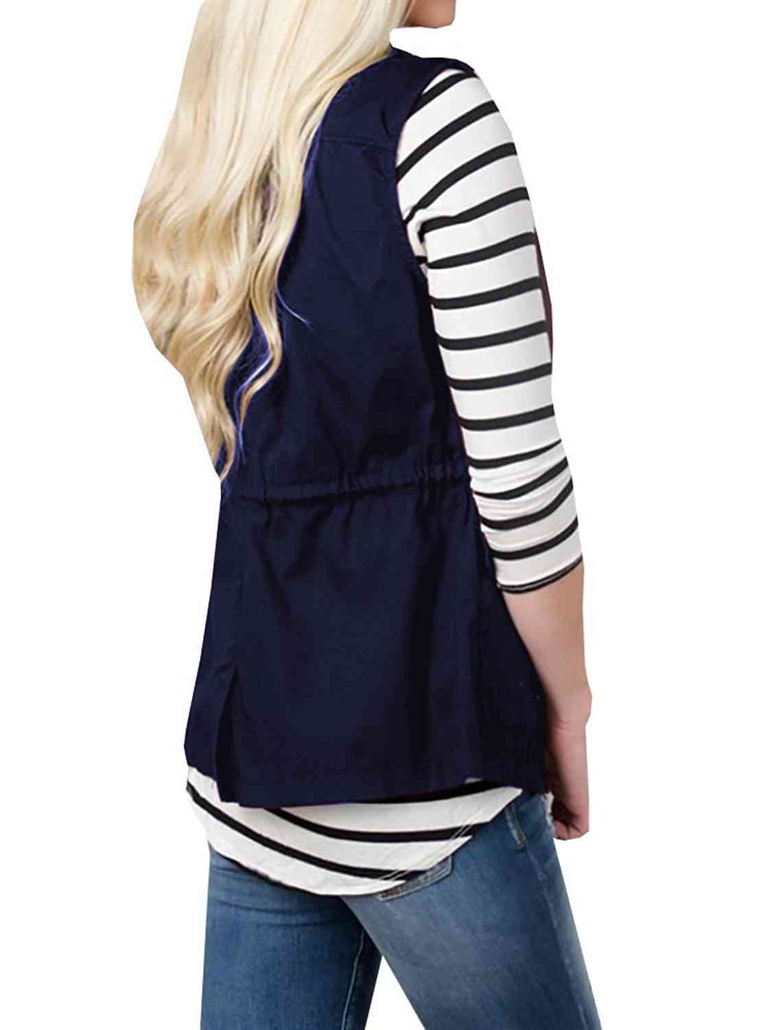 Drawstring Waist Vest with Pockets BLUE ZONE PLANET