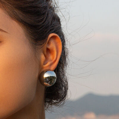 Hemispherical Stainless Steel Earrings-EARRINGS-[Adult]-[Female]-2022 Online Blue Zone Planet