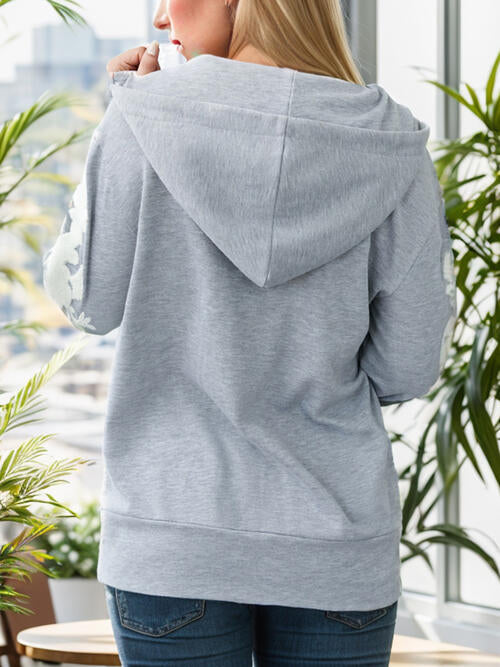 Half Zip Drawstring Hoodie with Pocket BLUE ZONE PLANET