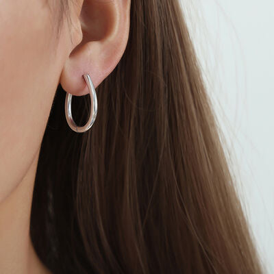 Titanium Steel Huggie Earrings-EARRINGS-[Adult]-[Female]-Silver-One Size-2022 Online Blue Zone Planet