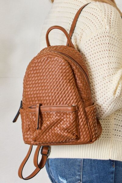 SHOMICO PU Leather Woven Backpack-TOPS / DRESSES-[Adult]-[Female]-TAN-One Size-2022 Online Blue Zone Planet