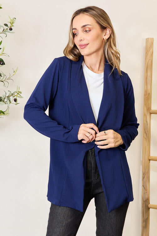 Heimish Full Size Statement Neck Open Front Blazer BLUE ZONE PLANET