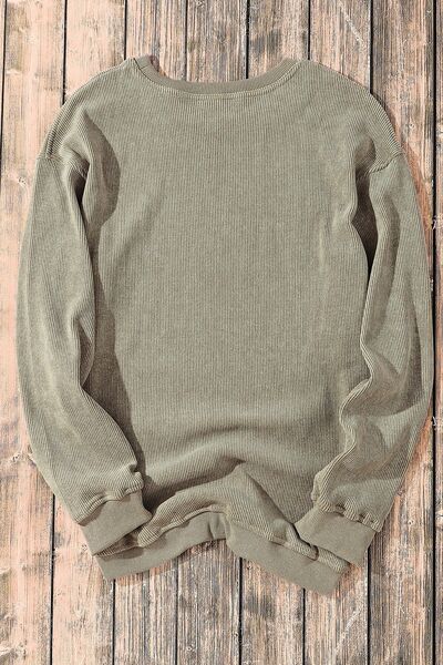 Lucky Clover Sequin Round Neck Sweatshirt Trendsi